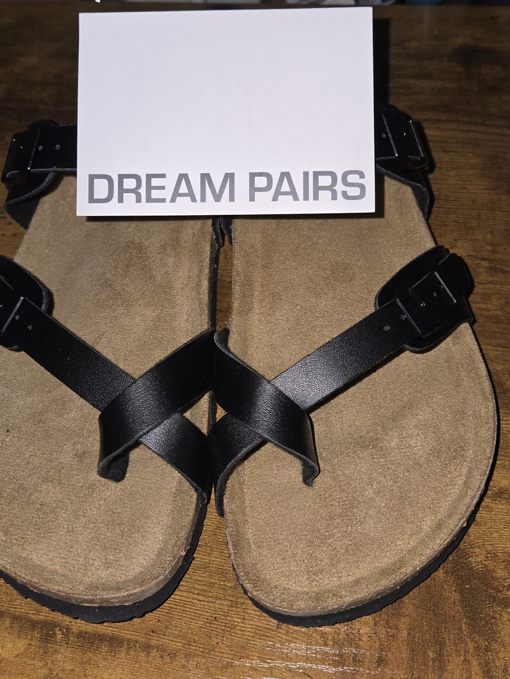 Dream Pairs Women’s Black Leather Strap Sandals